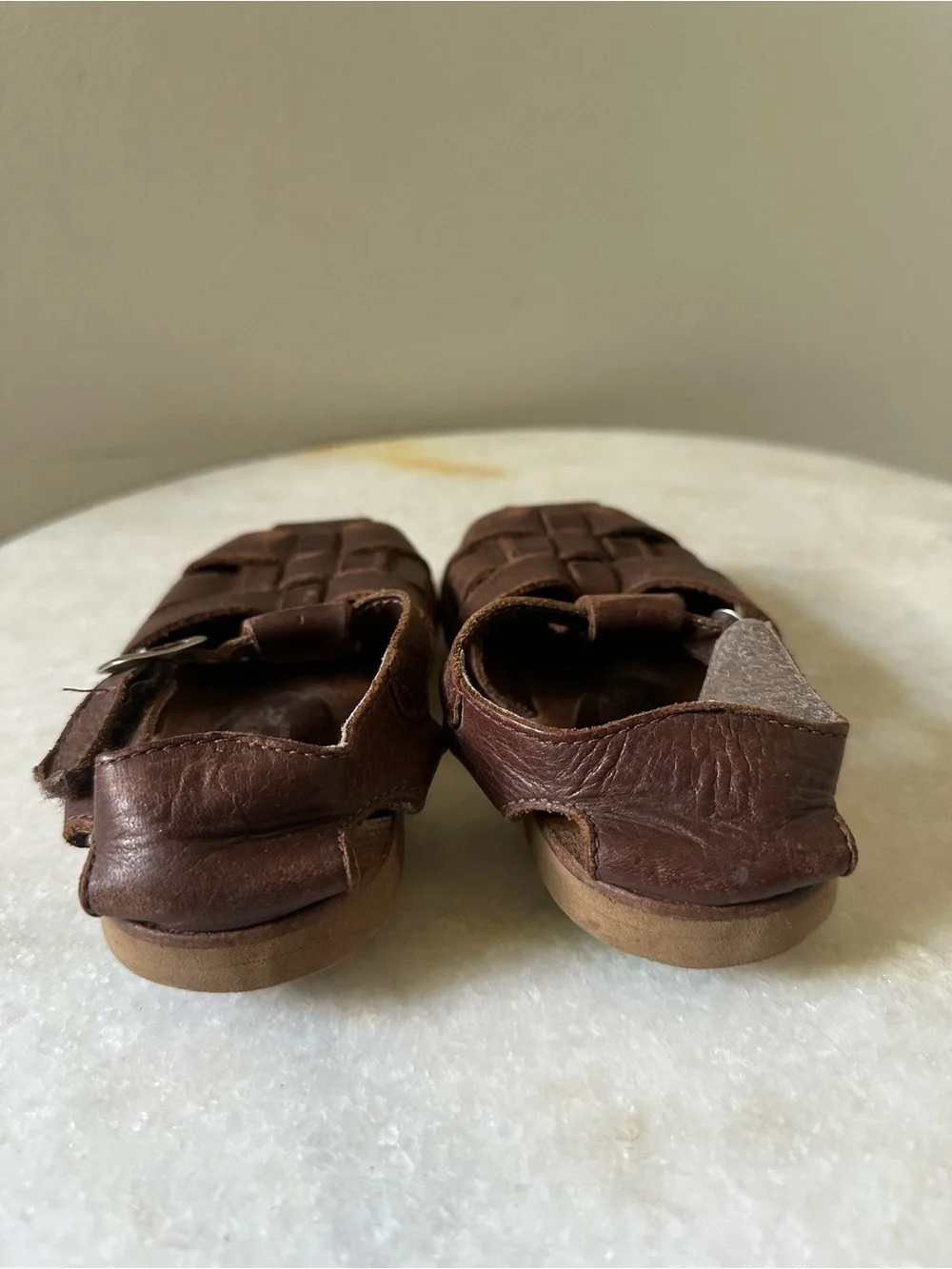 Kids Brown Leather Fisherman Sandals